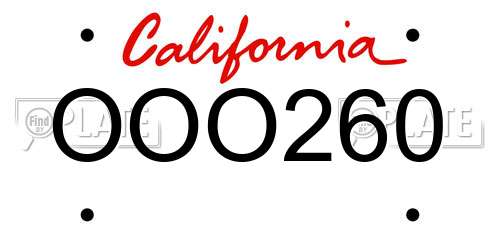 OOO260 California License Plate