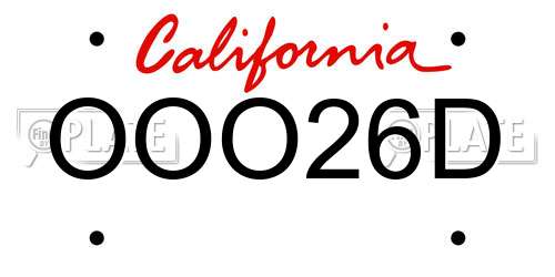 OOO26D California License Plate