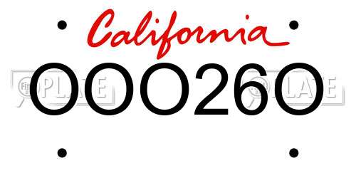 OOO26O California License Plate