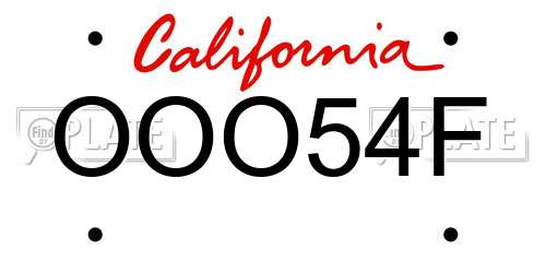 OOO54F California License Plate