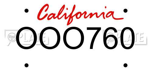 OOO760 California License Plate