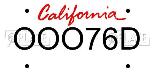 OOO76D California License Plate