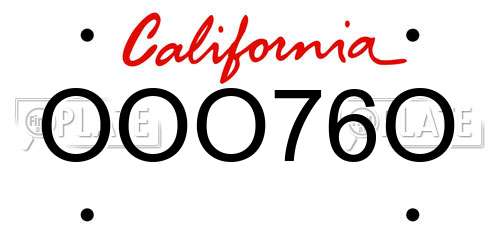 OOO76O California License Plate