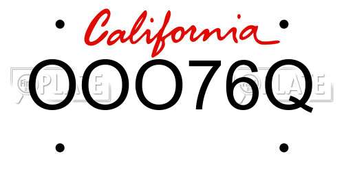 OOO76Q California License Plate