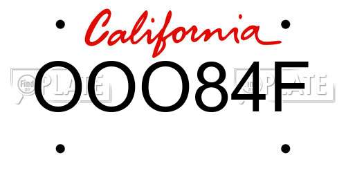 OOO84F California License Plate