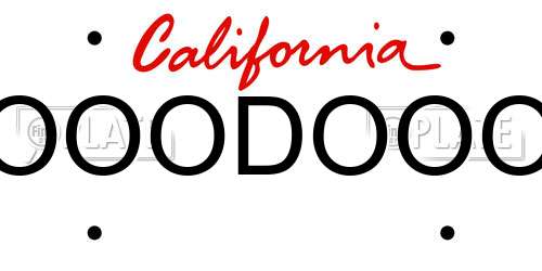 OOODOOO California License Plate