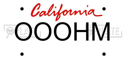 OOOHM California License Plate