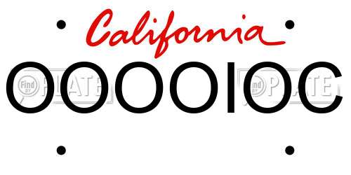 OOOOIOC California License Plate