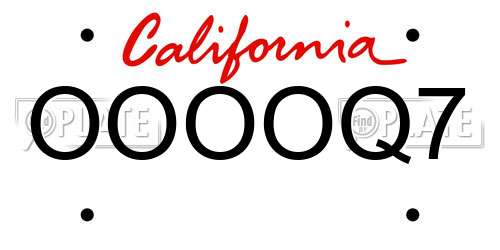 OOOOQ7 California License Plate