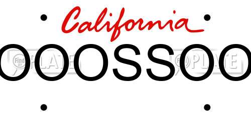 OOOSSOO California License Plate