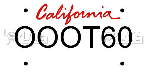 OOOT60 California License Plate