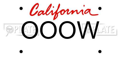 OOOW California License Plate