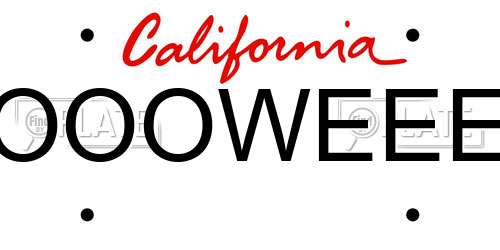 OOOWEEE California License Plate