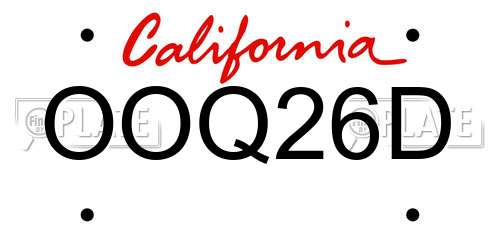 OOQ26D California License Plate