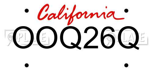 OOQ26Q California License Plate