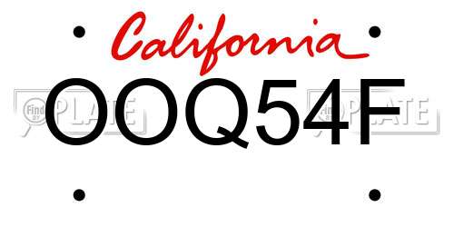 OOQ54F California License Plate