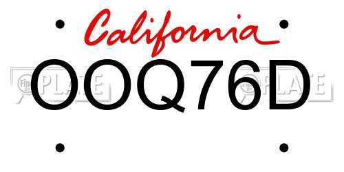 OOQ76D California License Plate