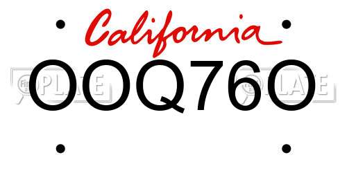 OOQ76O California License Plate