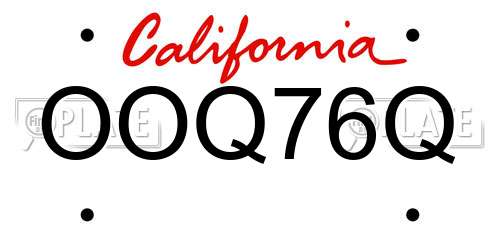OOQ76Q California License Plate