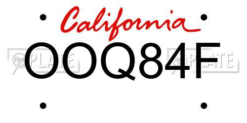 OOQ84F California License Plate