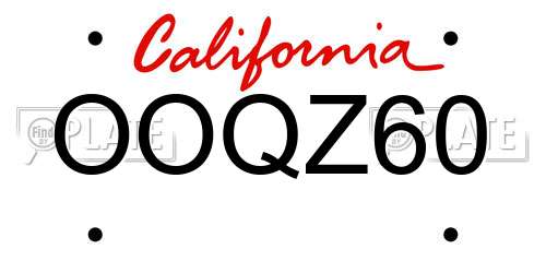 OOQZ60 California License Plate