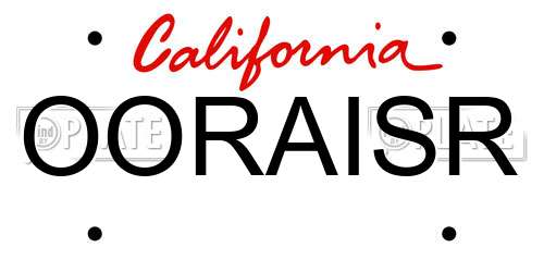 OORAISR California License Plate