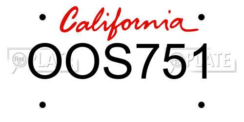 OOS751 California License Plate