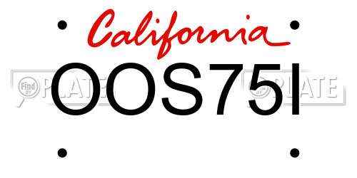 OOS75I California License Plate