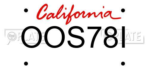 OOS78I California License Plate