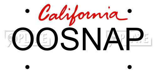 OOSNAP California License Plate
