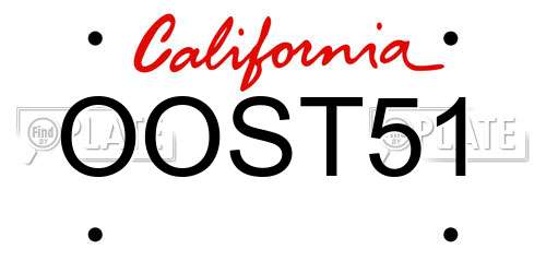 OOST51 California License Plate
