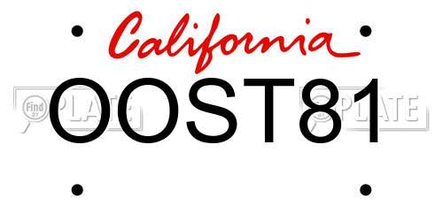 OOST81 California License Plate