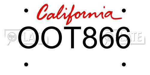 OOT866 California License Plate