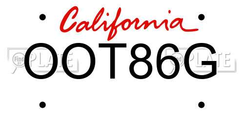 OOT86G California License Plate