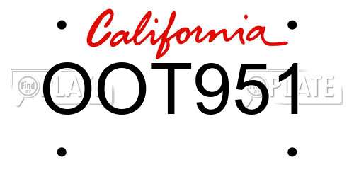 OOT951 California License Plate