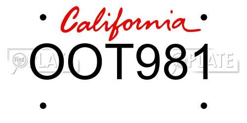 OOT981 California License Plate