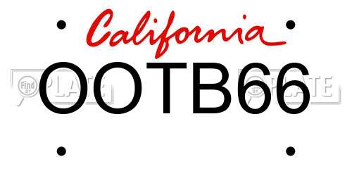 OOTB66 California License Plate