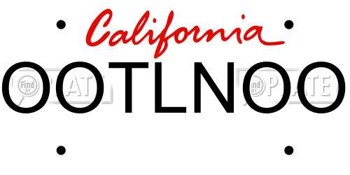 OOTLNOO California License Plate