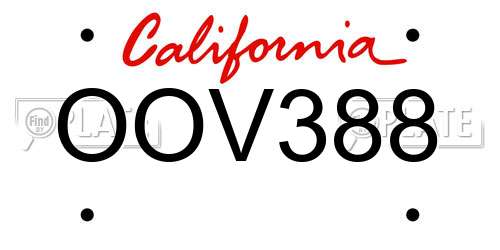OOV388 California License Plate