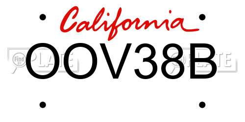 OOV38B California License Plate