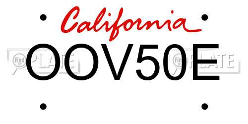 OOV50E California License Plate