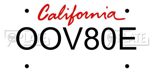 OOV80E California License Plate