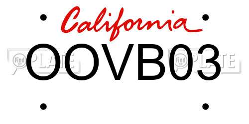OOVB03 California License Plate