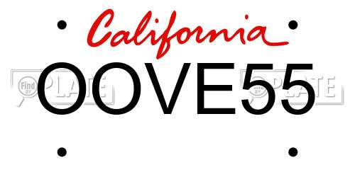 OOVE55 California License Plate