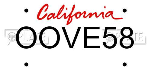 OOVE58 California License Plate