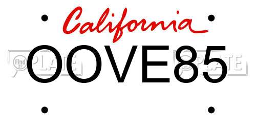 OOVE85 California License Plate