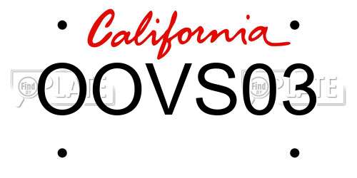 OOVS03 California License Plate