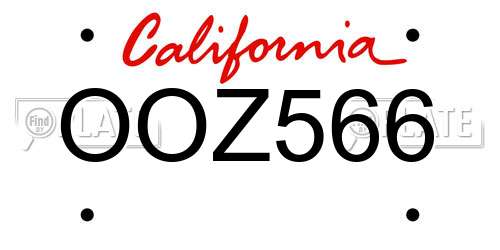 OOZ566 California License Plate