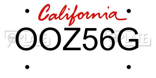 OOZ56G California License Plate