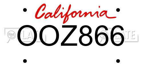OOZ866 California License Plate